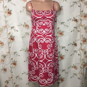 Ann Taylor Petites Scroll Print 100% Cotton Dress